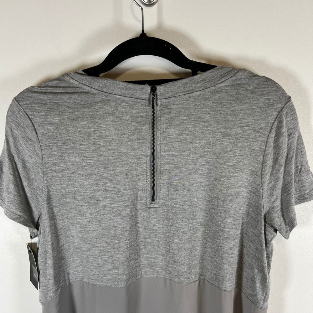 Mossimo Womens Gray Mixed Media Short Sleeve Back Zip Blouse Top Size Medium NWT - Picture 9 of 11